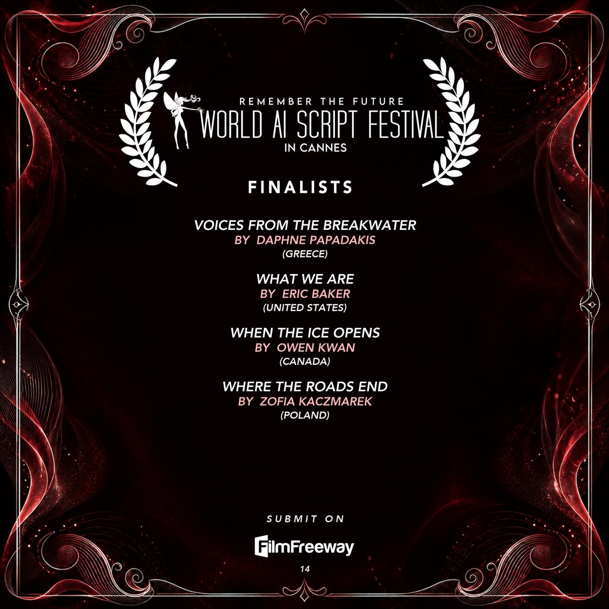 Finalistes de septembre 2026 du World AI Script Festival in Cannes — visuel 14 sur 14 : Voices from the Breakwater, WHAT WE ARE, When the Ice Opens, Where the Roads End